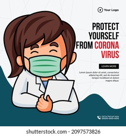Banner design of protect yourself from coronavirus template.