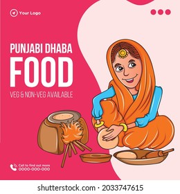 Banner design of Punjabi dhaba food template.