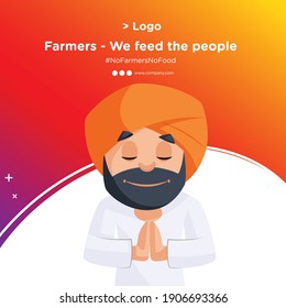 Banner design of a Punjabi man is doing greet. Vector cartoon illustration. Isolated on a colored background.