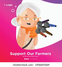 Banner design of a Punjabi woman is speaking in front of the mic. Vector cartoon illustration. Isolated on a colored background.