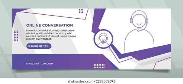 Banner design with purple colored and modern concept suitable for online conversations