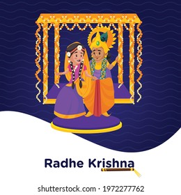 Banner design of Radhe Krishna template. Vector graphic illustration.