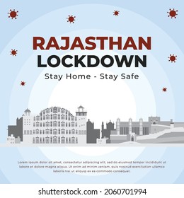 Banner design of Rajasthan lockdown stay home stay safe banner design. Vector graphic illustration.