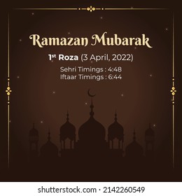 Banner design of Ramazan Mubarak cartoon style template.