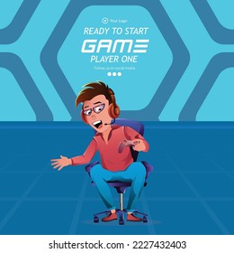 Banner-Design von ready to start Spiel Vorlage. 