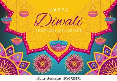 Banner design with realistic oil lamp background for Diwali Festival celebration can used for banner or website header or social media promotion