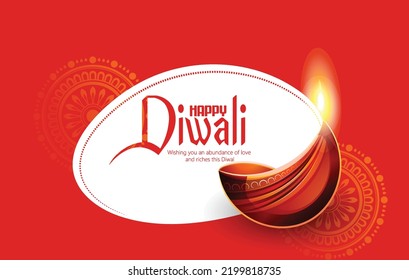 Banner design with realistic oil lamp on festive background for Diwali Festival celebration. Diya oil lamp element on rangoli background and bokeh sparkling effect. 