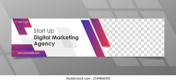 Banner design with red and blue color in asymmetric concept
