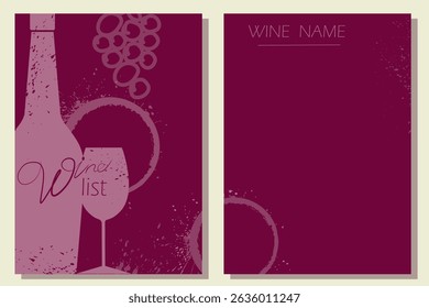 Banner design, restaurant poster, wine list, wine tasting, sommelier. Flat design, red wine, white wine, cabernet, chardonnay, drinks