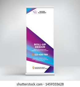 Banner design, roll-up stand for advertising, conferences, seminars, poster template for placing photos and text. Creative background for presentation