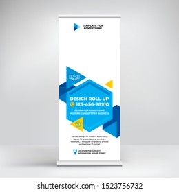 Banner design, roll-up stand for advertising, conferences, seminars, poster template for placing photos and text. Creative background for presentation