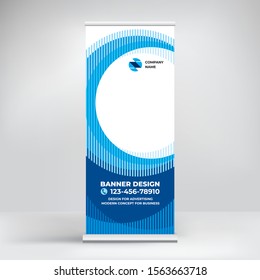 Banner design, roll-up stand for advertising, conferences, seminars, poster template for placing photos and text. Creative background for presentation	
