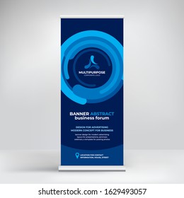 Banner design, roll-up stand for advertising, conferences, seminars, poster template for placing photos and text. Creative background for presentation	
