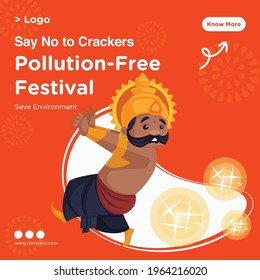 Banner design of say no to crackers pollution free festival template. Vector graphic illustration.