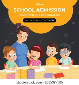 Banner design of school admission template.