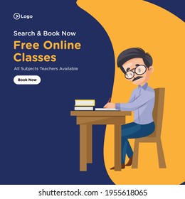 Banner design of search and book free online classes. Vector graphic illustration.