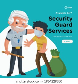  Banner design of security guard services template. Vector graphic illustration.