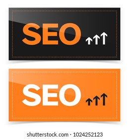 Banner design with SEO icon. Vector illustration