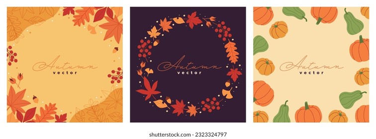 Banner design set with autumn leaves
