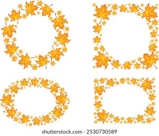 Banner design set with autumn leaves, round circle and oval templates with orange leaves. Vector illustration
