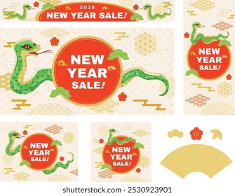 Banner design set of the New Year's sale of the year of the Serpent.