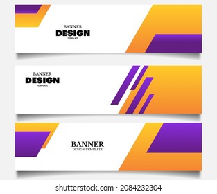 banner design set in orange and purple