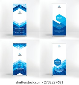 Banner design set, roll-up stand for advertising, conferences, seminars, poster template for placing photos and text. Creative background for presentation