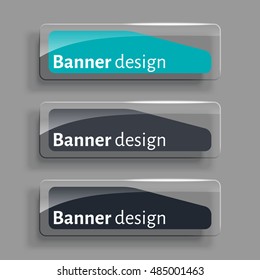 Banner design. Set of three realistic abstract transparent banners. Abstract transparent. Creative design. Web banner set. Vector illustration