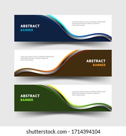 banner design set with wavy shape