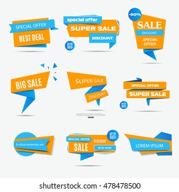 Banner design set. Website banners, sale collection . Vector illustration, eps 10