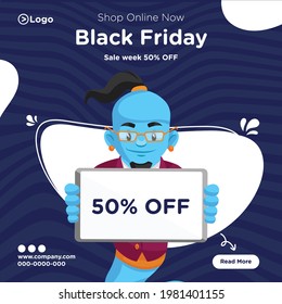 Banner design of shop online now black friday template.