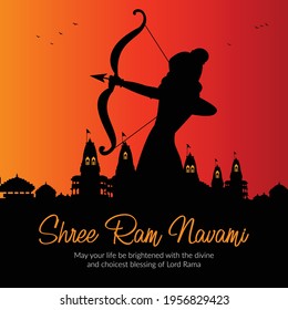 Banner design of Shree ram Navami template. Vector graphic illustration.