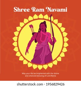 Banner design of Shree ram Navami. Vector graphic illustration.