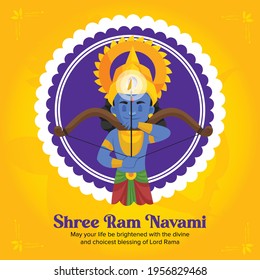 Banner design of Shree ram Navami on yellow background. Vector graphic illustration.