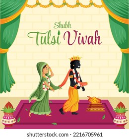 Banner design of Shubh Tulsi Vivah hindu festival template.