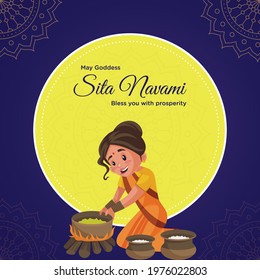 Banner design of Sita Navami on blue background.