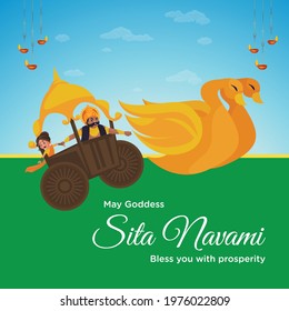 Banner design of Sita Navami on green background.