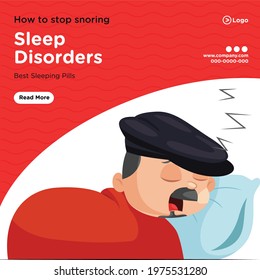 Banner design of sleep disorders cartoon style template. Vector graphic illustration.