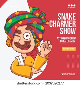 Banner design of snake charmer show template.