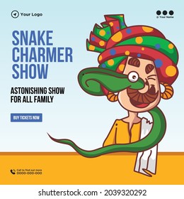 Banner design of snake charmer show template.