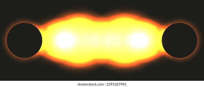 Banner design with Solar Storm. Solar system. Big Crystal flare on the sun isolated black background. Magnetic storms on the sun. Vector illustration.