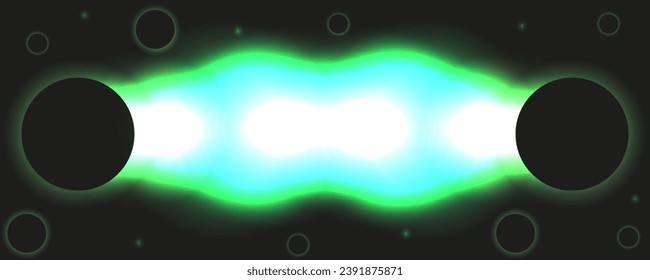 Banner design with Solar Storm. Solar system. Big Crystal flare on the sun isolated black background. Magnetic storms on the sun. Explosion atomic energy in the sky. Vector illustration.
