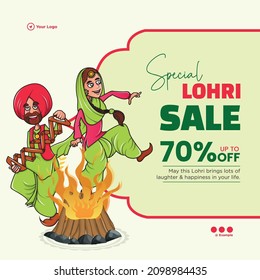 Banner design of special lohri sale template.	