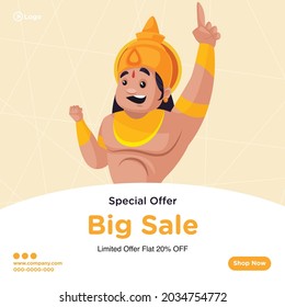 Banner design of special offer big sale cartoon style template.