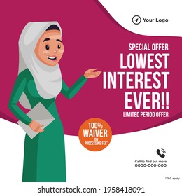 Banner design of special offer lowest interest ever. Vector graphic illustration.