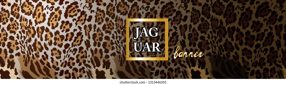 Banner with a design of spotted of jaguar, panther, leopard. 