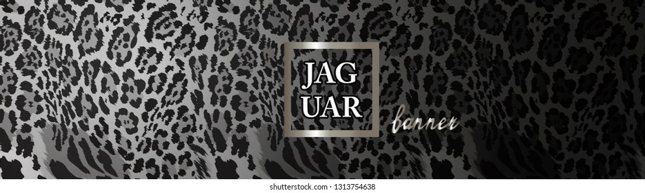 Banner with a design of spotted of jaguar, panther, leopard. 