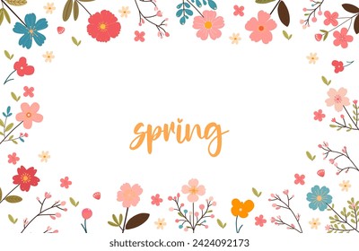 Banner design with spring logo. Postcard for the spring season. Vector