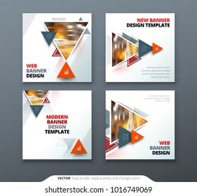 Banner design. Square abstract vector banner with triangle shapes for web template.