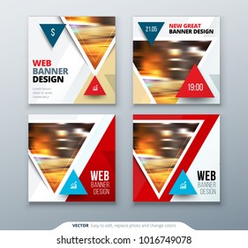 Banner design. Square abstract vector banner with triangle shapes for web template.
